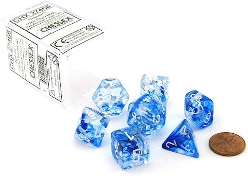 Imagen de DADOS POLIEDRICOS NEBULA DARK BLUE/WHITE 7-DIE SET 27466