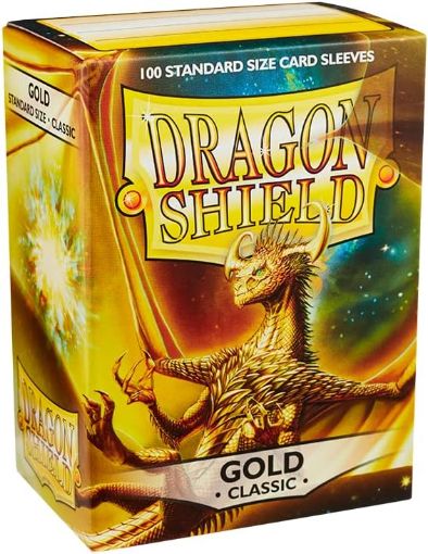 Imagen de PROTECTORES DE TARJETA - SLEEVES STANDARD CLASSIC 2-1/2"X3-1/2" GOLD 100CT. DRAGON SHIELD