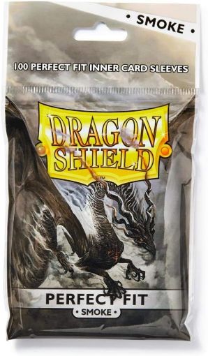 Imagen de PROTECTORES DE TARJETA - SLEEVES STANDARD PERFECT FIT 2-1/2"X3-1/2" SMOKE 100CT. DRAGON SHIELD