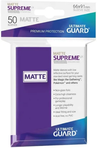 Imagen de PROTECTORES DE TARJETA - SLEEVES STANDARD SIZE MATTE SUPREME UX PURPLE 50 CT. ULTIMATE GUARD